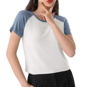 Camisetas de algodón personalizadas para mujer, camisetas de mujer al por mayor, camisetas de manga corta ajustadas en blanco - Product Image 1