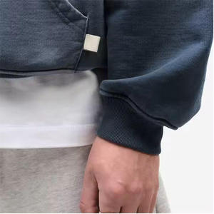 เสื้อมีฮู้ดลายผู้ชาย100% คอตตอนฟอกสีแบบวินเทจเสื้อมีฮู้ดแบบสวมศีรษะเสื้อมีฮู้ดแบบสวมหัวสีหินบ็อกซี่สำหรับผู้ชาย - Product Image 6