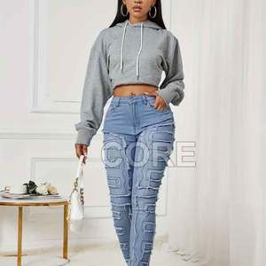 Pantalones apilados ecológicos para mujer, lona transpirable con cintura media para invierno, 2025 - Product Image 6