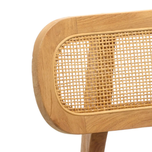 Modern Minimalist Teak Wood <b>Dining</b> <b>Chair</b> with Oval Cane Backrest and <b>Wooden</b> Seat for Cafe Restaurant & Apartment Use - Product Image 5