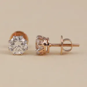 Boucles d'oreilles clous en diamant de culture rondes, cadeau pour maman ou femme - Product Image 5