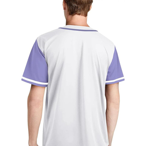 Broderie jeunesse cousu col en v anges Sublimation vente en gros vierge hommes personnalisé maille plaine Baseball Jersey - Product Image 3