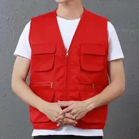 Gilet cargo unisexe brodé avec logo personnalisé 2026, multi-poches, durable, pour le travail, la sécurité, l'extérieur, uniforme, vente en gros