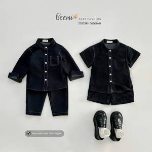 Conjunto de pantalones vaqueros de mezclilla con cuello redondo de 2 piezas de alta calidad para bebés de 1 a 7 años, ropa de calle de manga larga y corta, recién llegado, ropa al por mayor - Product Image 2