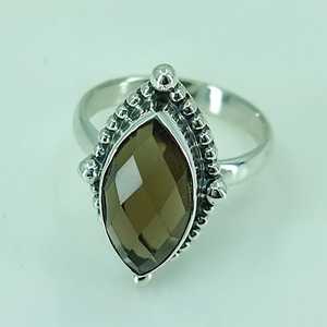 Anillo Boho de Plata de Ley 925 con Incrustaciones de Cuarzo Ahumado, Hecho a Mano, Joyería con Piedra de Nacimiento de Noviembre, Estilo Moderno, Regalo Perfecto para Ella - Product Image 3