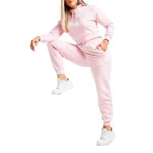 Conjunto deportivo personalizado de dos piezas, chándal deportivo con cuello y capucha para mujer, ropa deportiva informal para gimnasio - Product Image 1