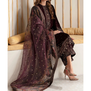 Vestido de Terciopelo para Mujer de Alta Calidad, Elegante, Color Personalizado, Servicio Personalizado, Cantidad al por Mayor, para Bodas y Fiestas - Product Image 2