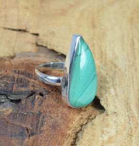 Bague en argent sterling 925 avec malachite faite à la main, bijoux en pierres précieuses naturelles, taille américaine 7, cadeau pour femmes - Product Image 2