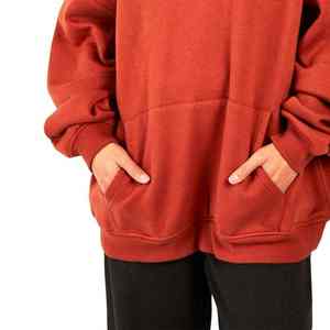 Blank 2025 Winter Women Oversized Hoodies 100% Cotton Breathable Customised Front Logo Printing <b>Drop</b> Shoulder OEM Service - Product Image 2