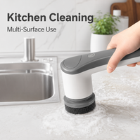 Nettoyeur électrique sans fil 1200 mAh, étanche IPX5, avec têtes en nylon, brosse de nettoyage pour salle de bain, évier, sol, carrelage, cuisine, usage domestique