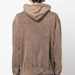 Sudadera con Capucha de Punto para Hombre, Estilo Moderno, Lavado Ácido, con Patrón de Letras, 100% Algodón, Ropa Casual de Invierno, Marca Privada, MOQ Bajo - Product Image 4