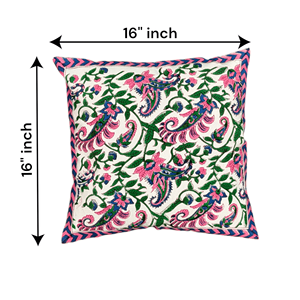 Floral Paisley Digital Printed 16x16 Multicolor Square Cushion Covers Handmade Decorative Throw Pillow Accent for <b>Sofa</b> <b>Bed</b> - Product Image 3