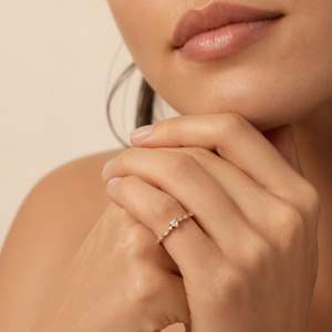 Jeulia 18K Gold Plated Vintage Milgrain <b>Thin</b> Band Heart Promise <b>Ring</b> - Product Image 5