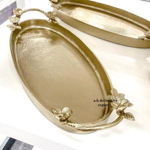 ถาดโลหะสีทองลายแกะสลักด้วยมือ พร้อมหูจับรูปเขากวาง สำหรับตกแต่งโต๊ะกาแฟ สไตล์โมเดิร์น ของขวัญพรีเมียม - Product Image 3