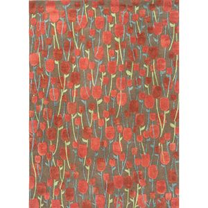 พรมขนสัตว์ผสมวิสโคสสีเบจน้ำตาลลายดอกไม้ รุ่น Tra-14732 สำหรับตกแต่งบ้าน ห้องนั่งเล่น ทางเดิน รูปทรงสี่เหลี่ยมผืนผ้า ลายทาง เหมาะสำหรับวัยรุ่น - Product Image 1