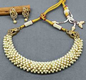 Conjunto de collar de CZ de perlas de templo tradicional, cadena de cuentas de moda, tipo rubí, aleación de cobre de latón de moda principal para bodas-SKU AN231 - Product Image 1