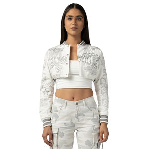 2025 New Arrived Women's XL Varsity Jacket Fashionable Crop Top with Custom Label Competitive Price Long Length - Product Image 1