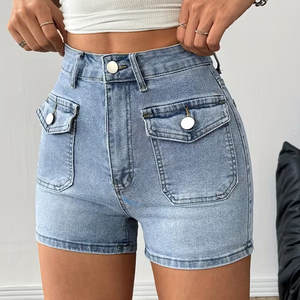 Short en jean bleu léger et respirant de haute qualité pour femmes, nouveau design, décontracté, avec poche avant - Product Image 4
