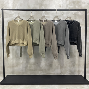 เสื้อครอปแบบสวมศีรษะทรงยาวของผู้หญิงเสื้อครอปโอเวอร์ไซส์แบบมีซิป XS ผ้าถักสำหรับฤดูหนาว - Product Image 4