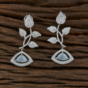 American <b>Diamond</b> Rhodium Plated Classic <b>Earring</b> With Cubic Zirconia Jewellery in Wholesale Market - Product Image 1