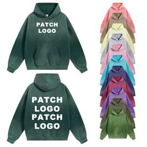 Precio bajo y oferta MOQ sudaderas con capucha de lavado ácido 100% algodón estilo con capucha logotipo personalizado y bordado estilo callejero lavado ácido sudaderas con capucha unisex. - Product Image 1