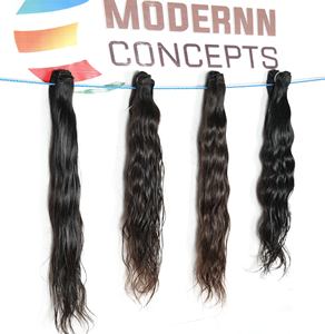 Extensions de cheveux humains indiens de haute qualité vierges crus 8-32 pouces, faisceaux ondulés de cuticules alignées en noir, perruques de style boucles - Product Image 5