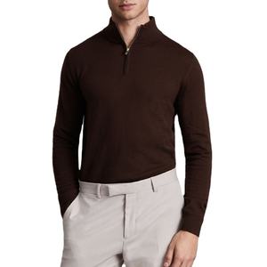 Custom <b>Men's</b> Half Zip Funnel <b>Neck</b> <b>Jumper</b> Solid Color <b>Polo</b> Knit Shirt Merino Wool and Cotton Pullover Plus Size Sweater - Product Image 1