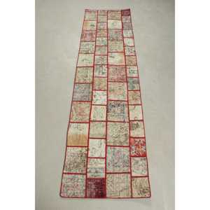 Turkish Rug 2x7.4 ft, <b>Red</b> Brown Moroccan <b>Wool</b> Vintage Rug - Product Image 1