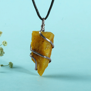 Colgante de piedra áspera de Aventurina amarilla, joyería de cristal hecha a mano, envoltura de alambre, piedra preciosa pulida, amor elegante, energía espiritual - Product Image 6