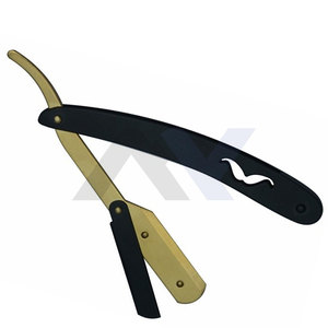 มีดโกนสำหรับช่างตัดผมสำหรับผู้ชายมีดโกนหนวดสีดำใบมีดสีทองสำหรับมืออาชีพ - Product Image 2