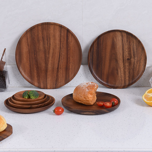 Assiette à steak ronde en bois faite à la main, écologique et durable, motif moderne, logo laser, pour fêtes et cafés - Product Image 2