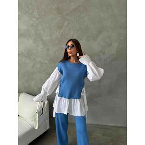 ชุดเสื้อถักลายละเอียด 1503 สำหรับผู้หญิง เสื้อเชิ้ตและเสื้อสเวตเตอร์สุดเก๋ - Product Image 3