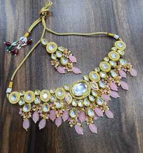 Ethnic Kundan Set <b>Back</b> Meenakari <b>Gold</b> Plated Jewelry Necklace Set With <b>Earrings</b> for Women & Girls for Party Wear Royal Look - Product Image 3
