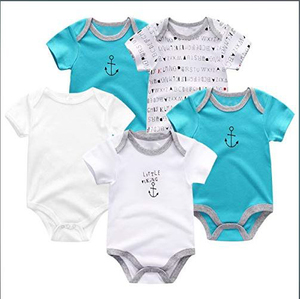 เสื้อผ้าเด็ก unisex คุณภาพสูงสำหรับฤดูร้อนชุดรอมเปอร์ชิ้นเดียวแขนสั้นลาย GOTS Oeko tex ได้รับการรับรองแบบกำหนดเองพิมพ์ลาย0-24เมตร - Product Image 1