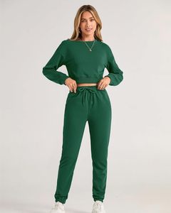 Recortado Durable de alta calidad de gran tamaño mejor Material ácido lavado 100% algodón chándales mujeres señoras chándales transpirables - Product Image 4