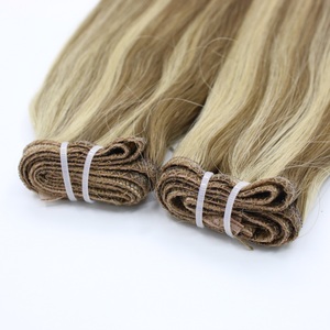 Vente en gros d'extensions de cheveux humains doublement étirés soie double couche trame plate soyeuse droite couleur piano mixte - Product Image 3