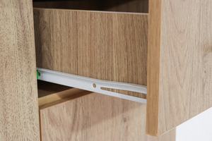 Mueble de Cocina Moderno de Madera de Roble, Aglomerado de 120L, Aparador, Alacena con Tapa de Mármol Blanco y Cajón - Product Image 4