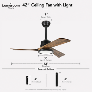USA In Stock 42 Inch Solid Wood <b>Ceiling</b> <b>Fan</b> <b>with</b> Light, APP and <b>Remote</b> <b>Control</b>, Downrod Mount Reversible Quiet DC Motor - Product Image 4