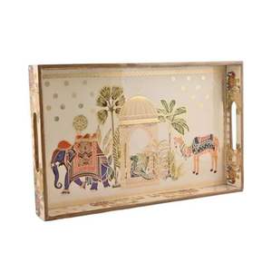 Bandeja de Servir de Madera Esmaltada de Estructura Sólida, Bandeja de Comedor Resistente - Product Image 1