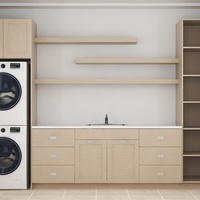 Meuble de salle de bain et buanderie autoportant Senger de haute qualité, moderne et minimaliste, étanche, avec évier et espace pour machine à laver