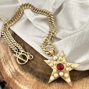 Producto Premium de moda, colgante chapado en oro de Big Star con collar de cuentas de perlas de piedras preciosas para ocasiones especiales - Product Image 2