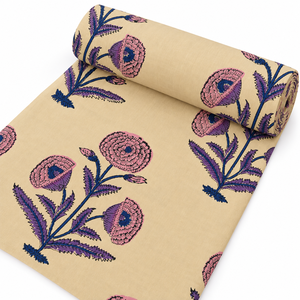 Tissu en voile de coton imprimé à la main, léger, motif floral rose, pour robe et vêtements - Product Image 2