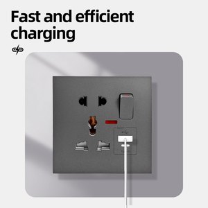 <span class=keywords><strong>Interruptor</strong></span> de Pared Eléctrico Universal Estándar de 5 Pines, Color Gris de Lujo, con Enchufe de Pared, USB, Material de PC, Fabricación de Interruptores de Pared - Product Image 4