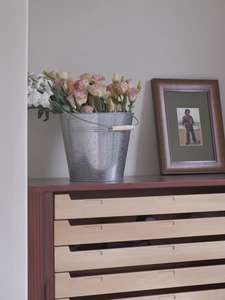 Vaso Moderno in Latta Pioneera, Secchio per Fiori in Ferro, Decorazione per Casa e Giardino, Vaso in Metallo Zincato Ecologico con Motivo Verticale - Product Image 5