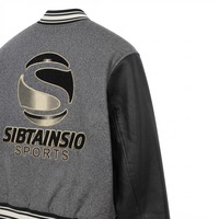 Veste de baseball décontractée en laine grise, style tendance, personnalisable avec logo, marque privée, grandes tailles, pour homme, idéale pour l'école