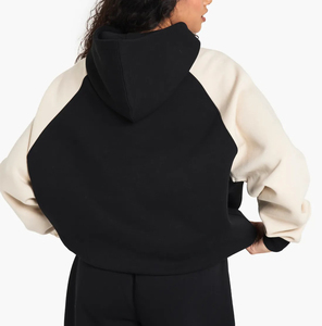 Sudadera con capucha y sudadera de mujer de algodón 100% de alta calidad, sudadera personalizada con logotipo impreso DTG, Sudadera con capucha de gran tamaño para mujer con bloque de color de peso pesado - Product Image 2