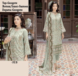 Nuevo traje de fondo Pakistani Fox Georgette con dupatta y Santos para mujer venta en línea - Product Image 2