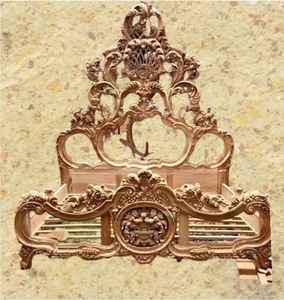 Cadre de lit de luxe, lit sculpté, lit queen-size, lit en bois sculpté - Product Image 1