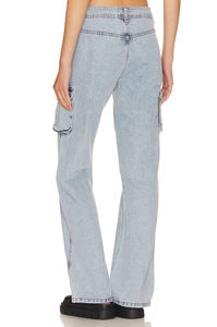 Pantalon cargo réglable et confortable pour femmes de haute qualité avec taille haute à bas prix pantalon en denim cargo pour femmes avec poches - Product Image 3