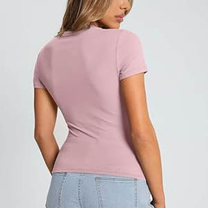 Fitness pour hommes et femmes femmes t-shirts surdimensionnés décontracté col rond roulé à manches courtes coupe régulière t-shirt - Product Image 4